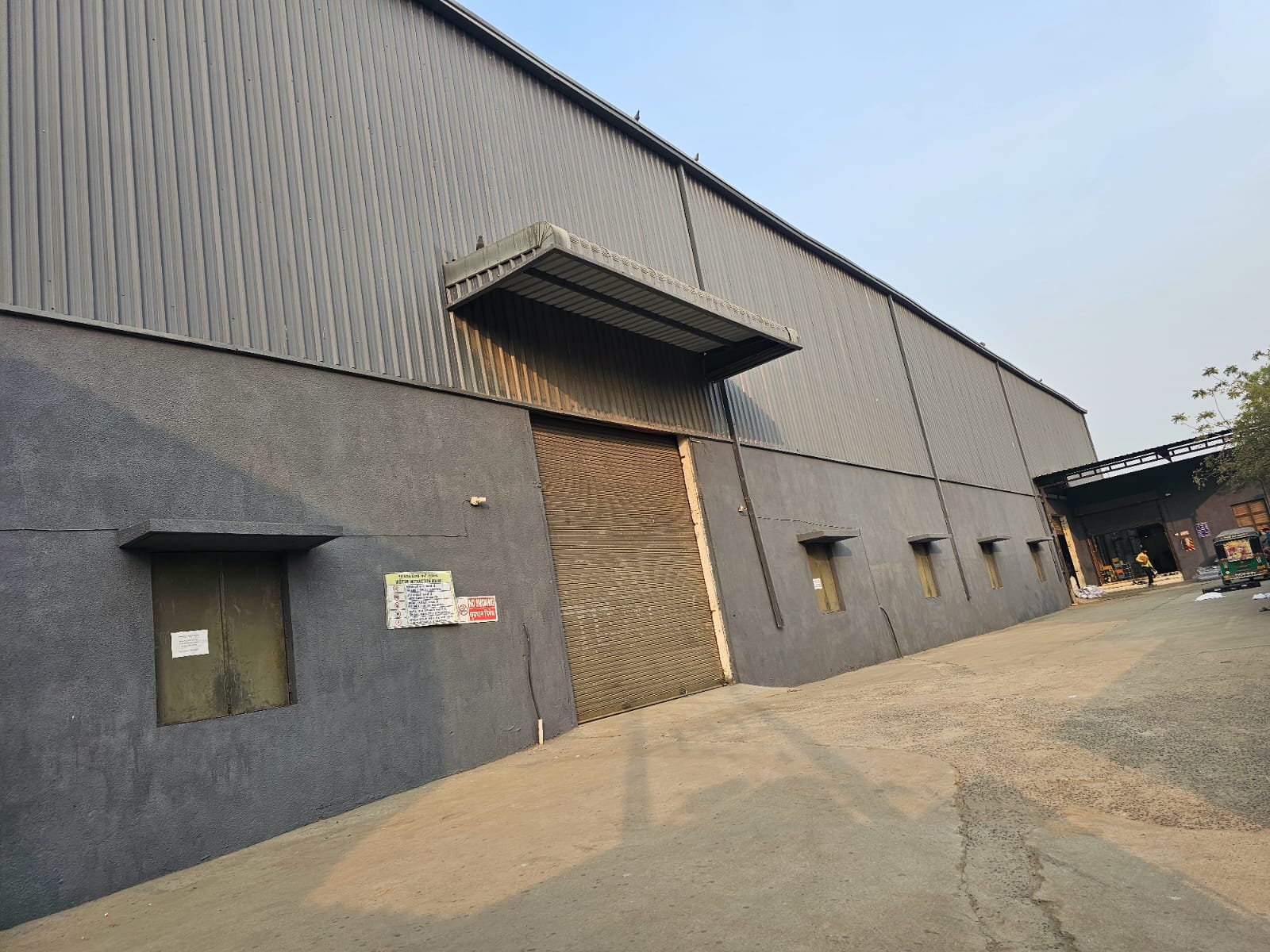 Exterior — roll-up shutter loading door